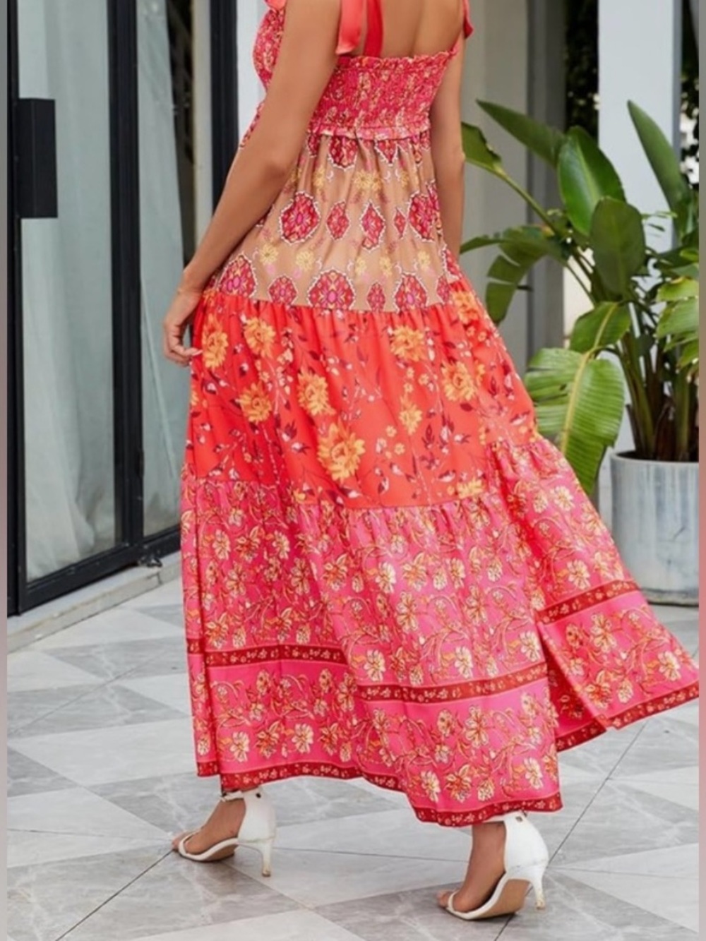 Amazon Pink and Red Floral Maxi Dress - Picture 6 of 7